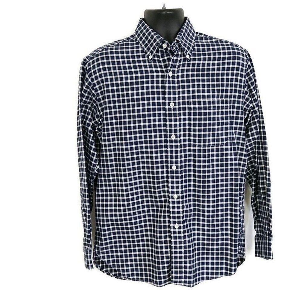 Brooks Brothers Mens sz M Casual Button Up Shirt Blue Plaid Long Sleeve Collared